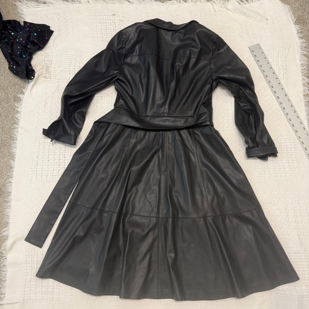 Kobi Halperin Wyatt medium long sleeve faux leather shirtdress D2 3298 - Picture 11 of 14
